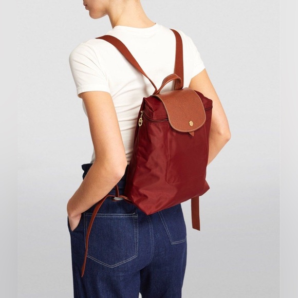 Longchamp Handbags - Longchamp Red Le Pliage Nylon Canvas Original Backpack